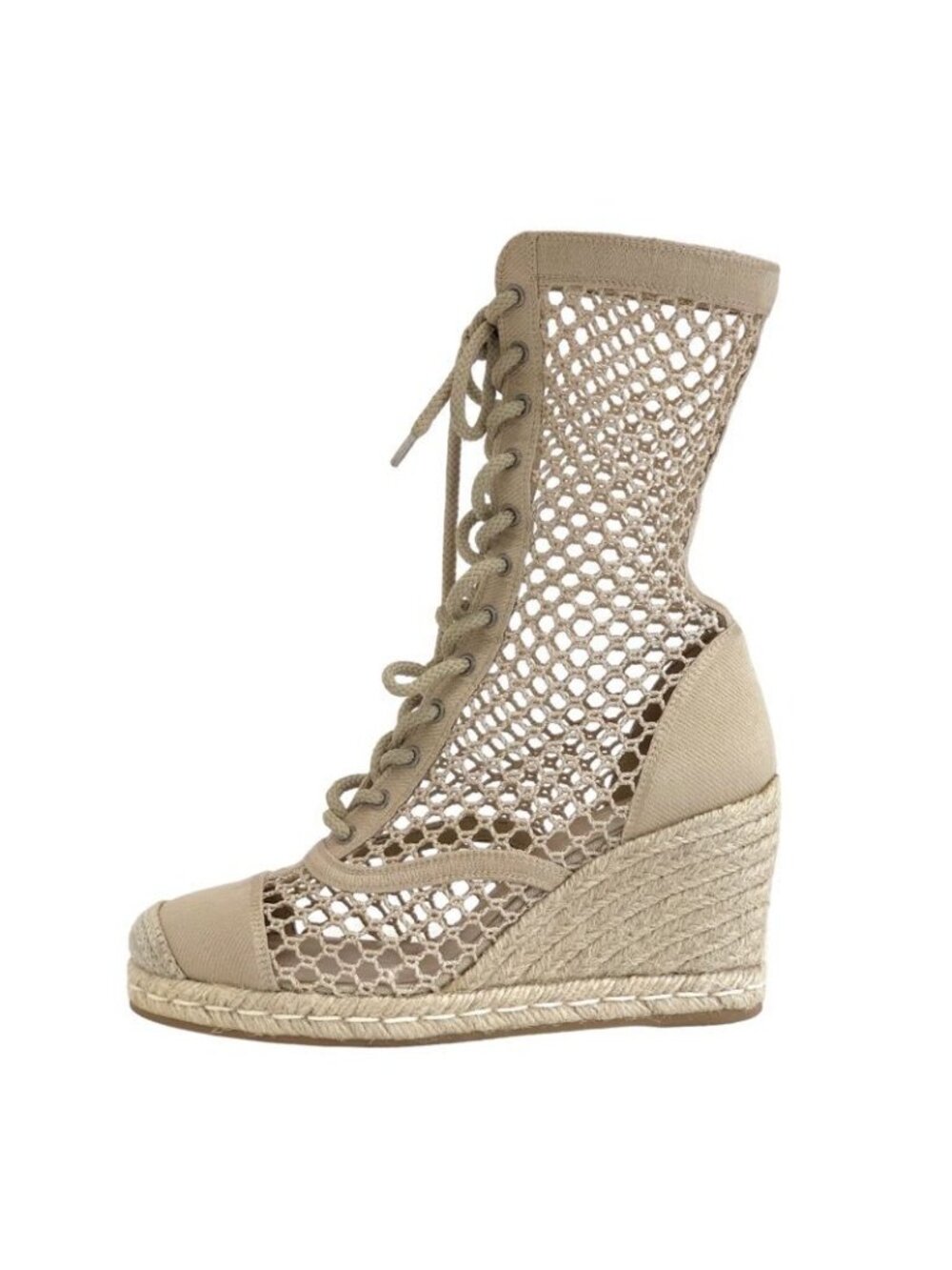 Christian Dior Nayghtily-d Boots Short Shoes Fabric Beige Lace Up Braided - Picture 4 of 10